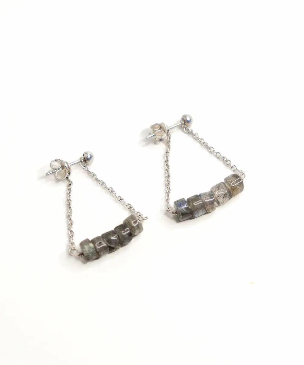 Labradorite Chain Hoops